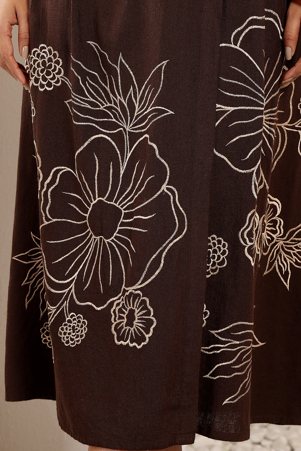 Brown Linen Dress for women
