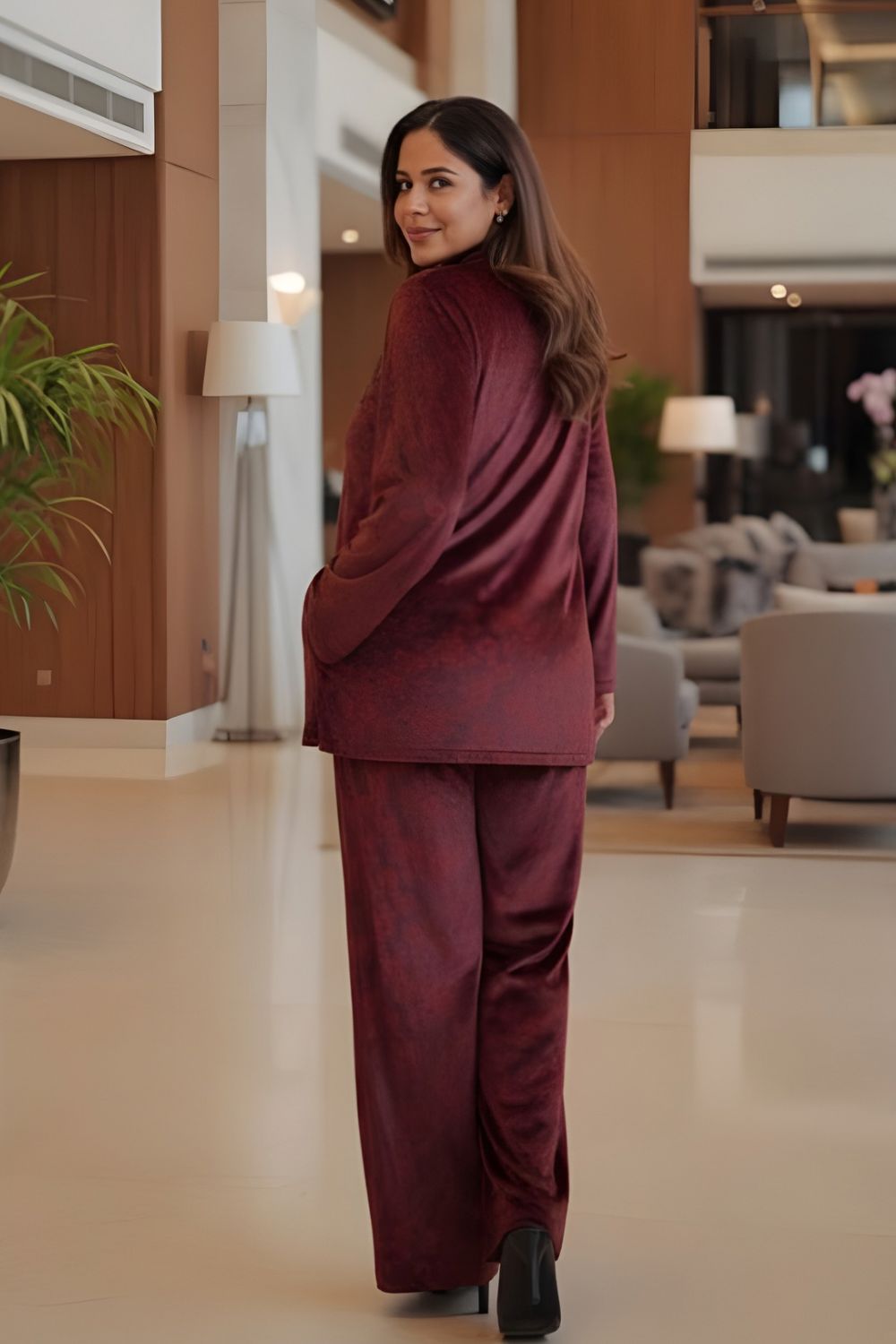 Printed velvet co-ord