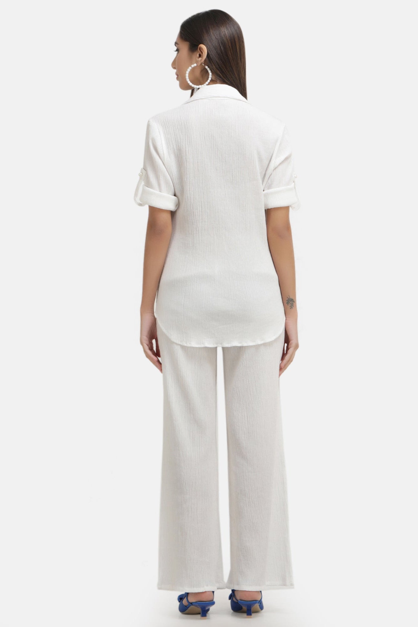 Crepe Shirt+Crinkle Pants (White)