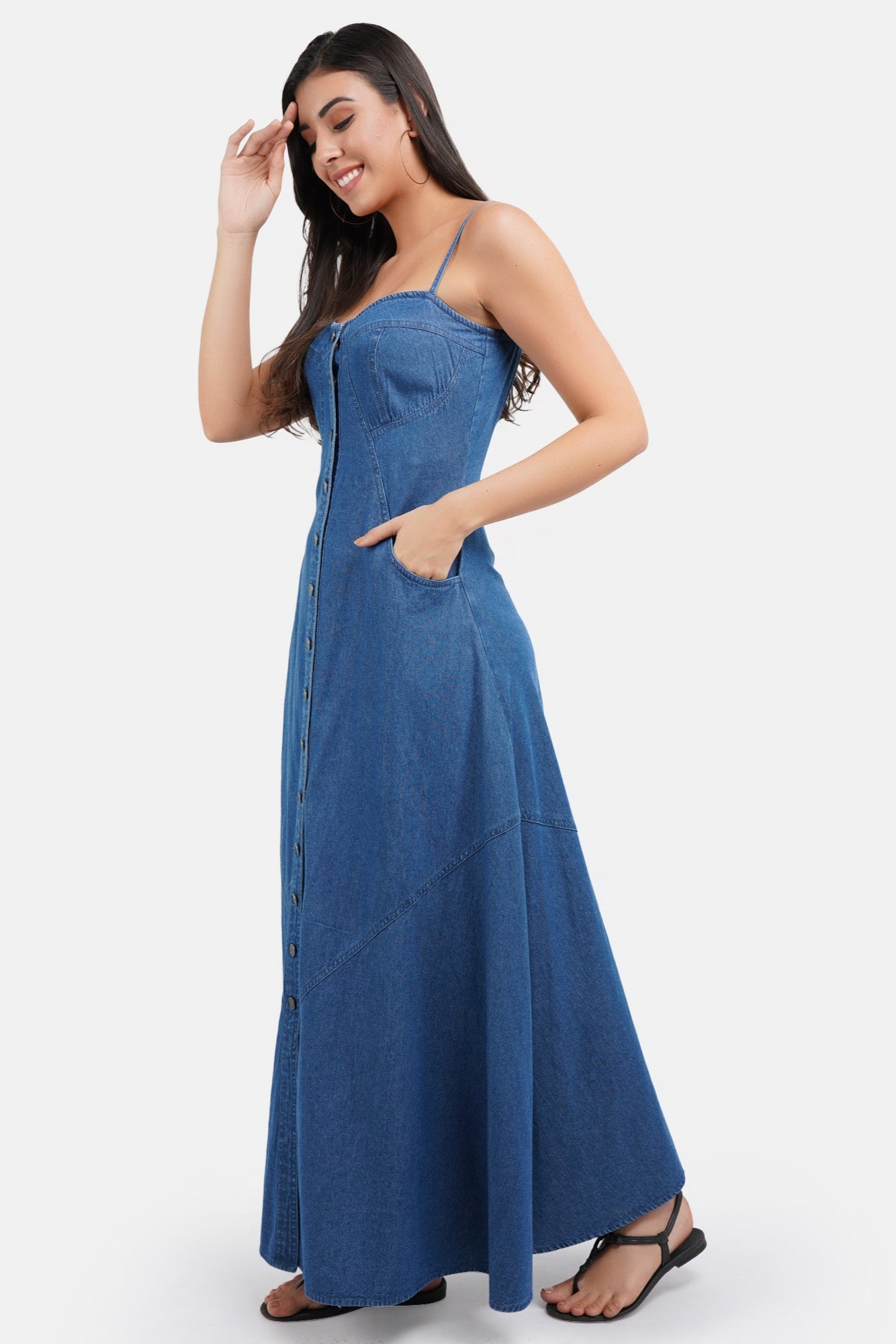 Blue Button Down Denim Dress