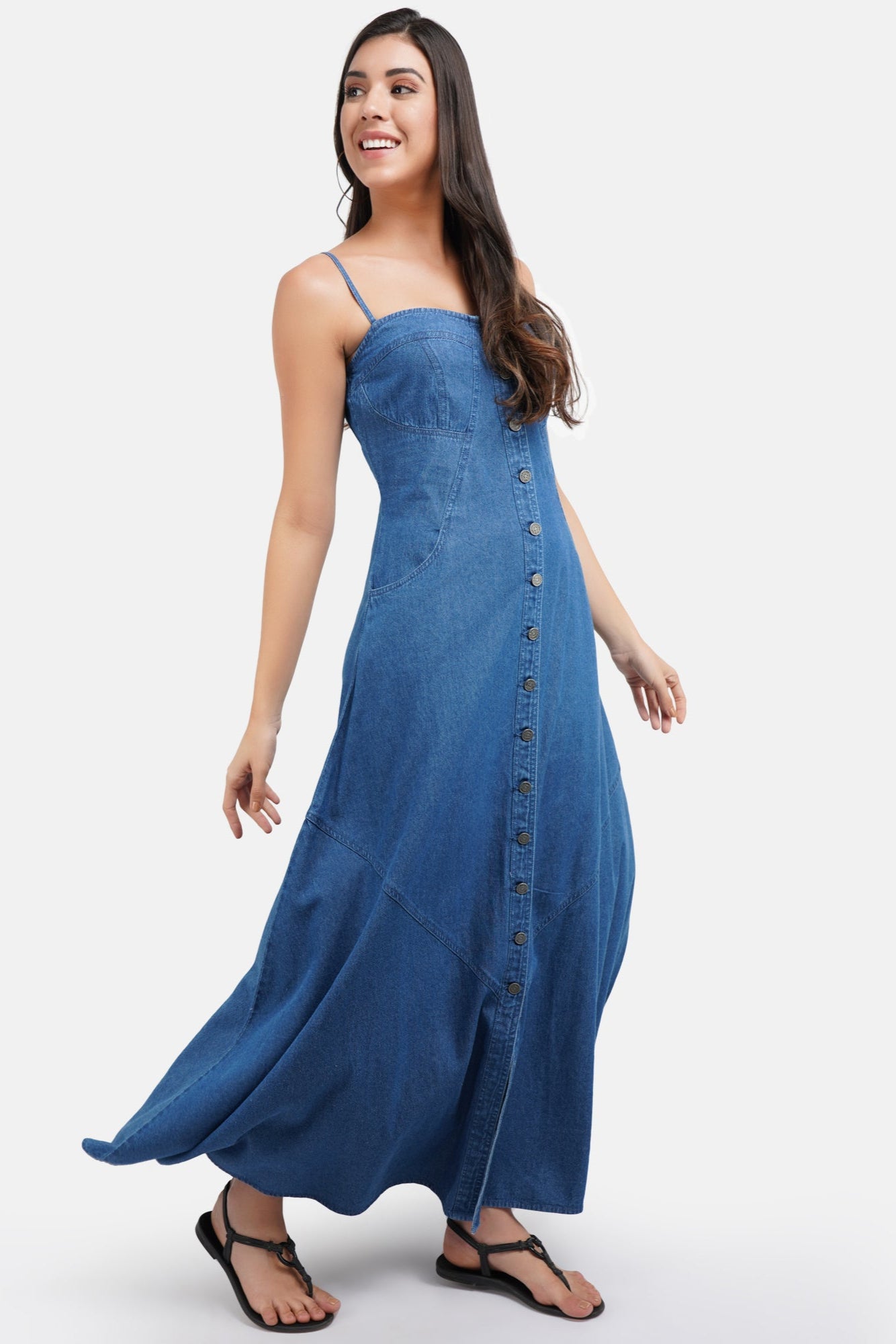 Blue Button Down Denim Dress