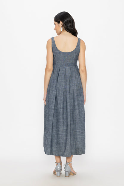 Soft Denim Pleated Dress