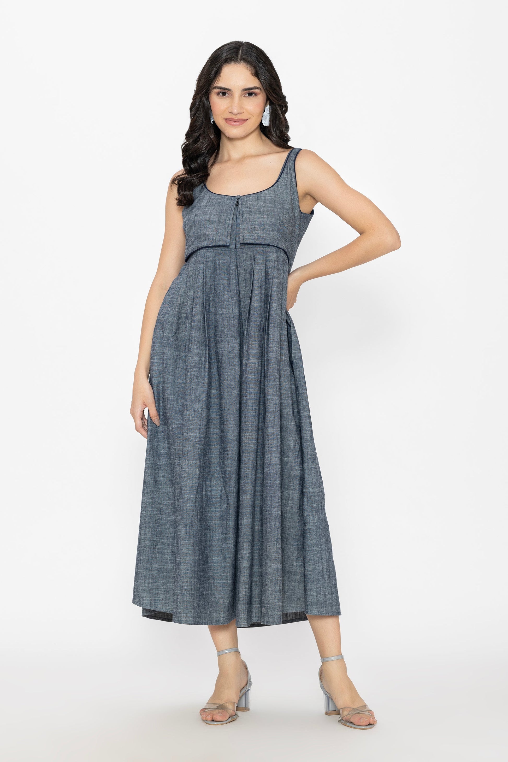 Soft Denim Pleated Dress