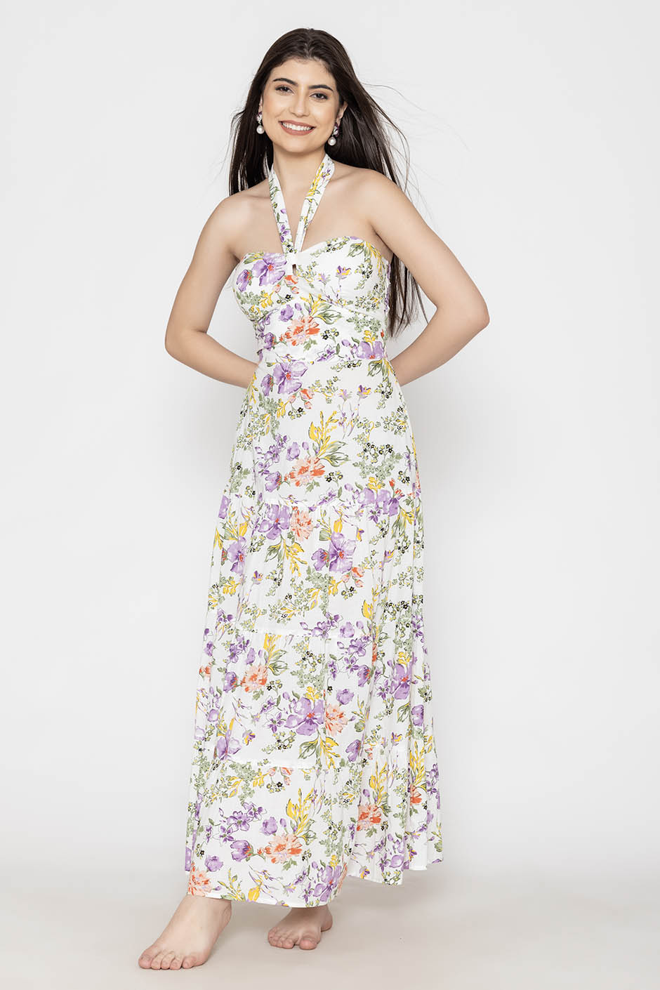 Tie-Up Sweetheart Cotton Dress