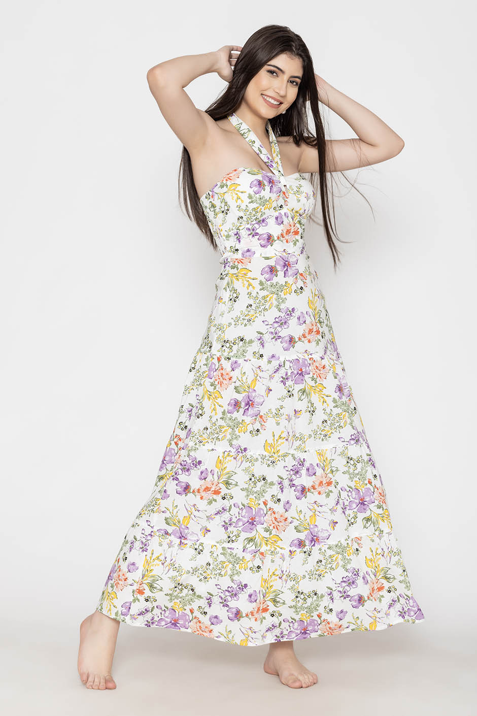 Tie-Up Sweetheart Cotton Dress
