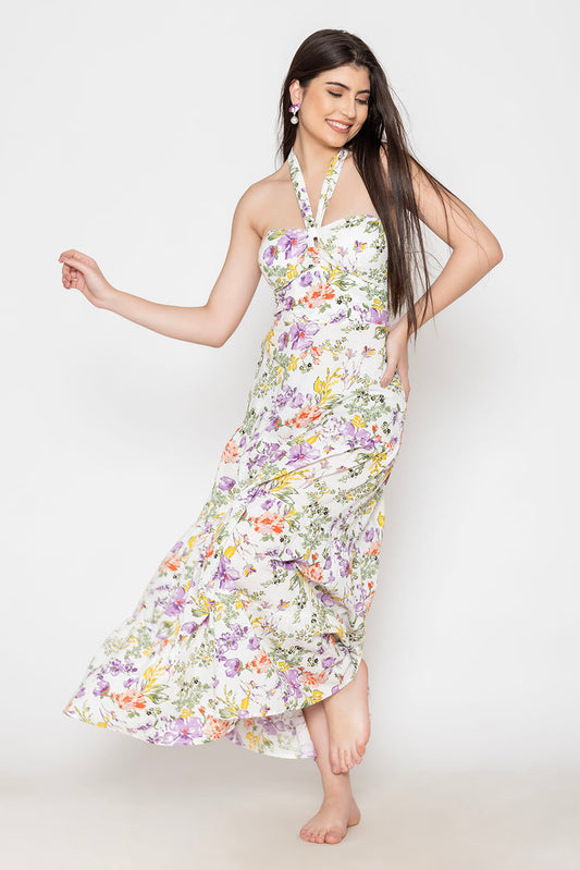 Tie-Up Sweetheart Cotton Dress