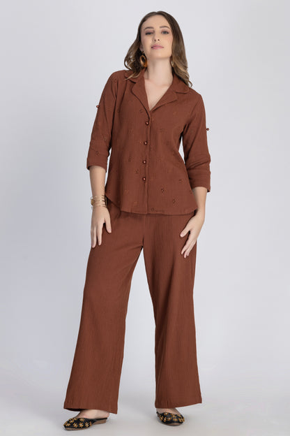 Crepe Shirt+Crinkle Pants Set