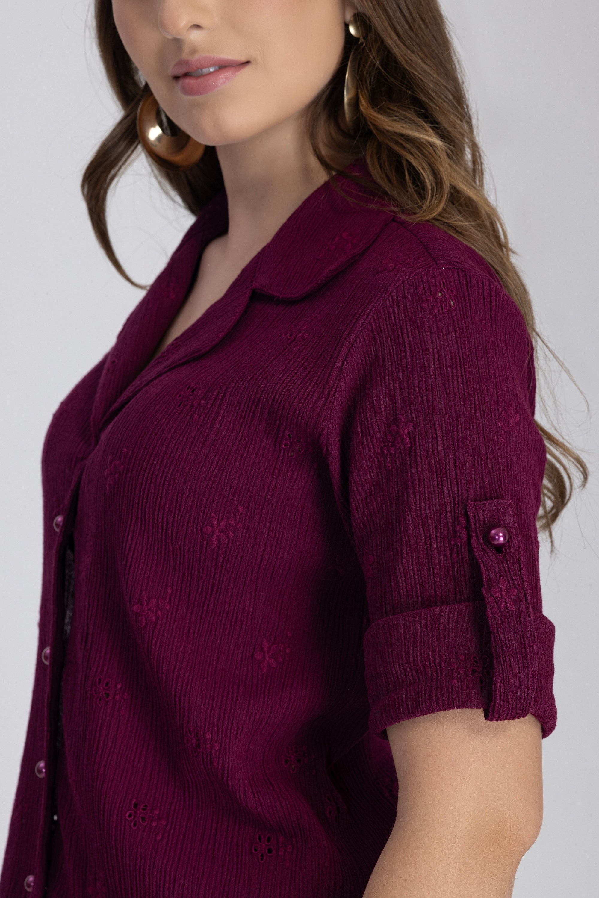 Crinkle Crepe Shirt+Pants (Fuchsia Pink)