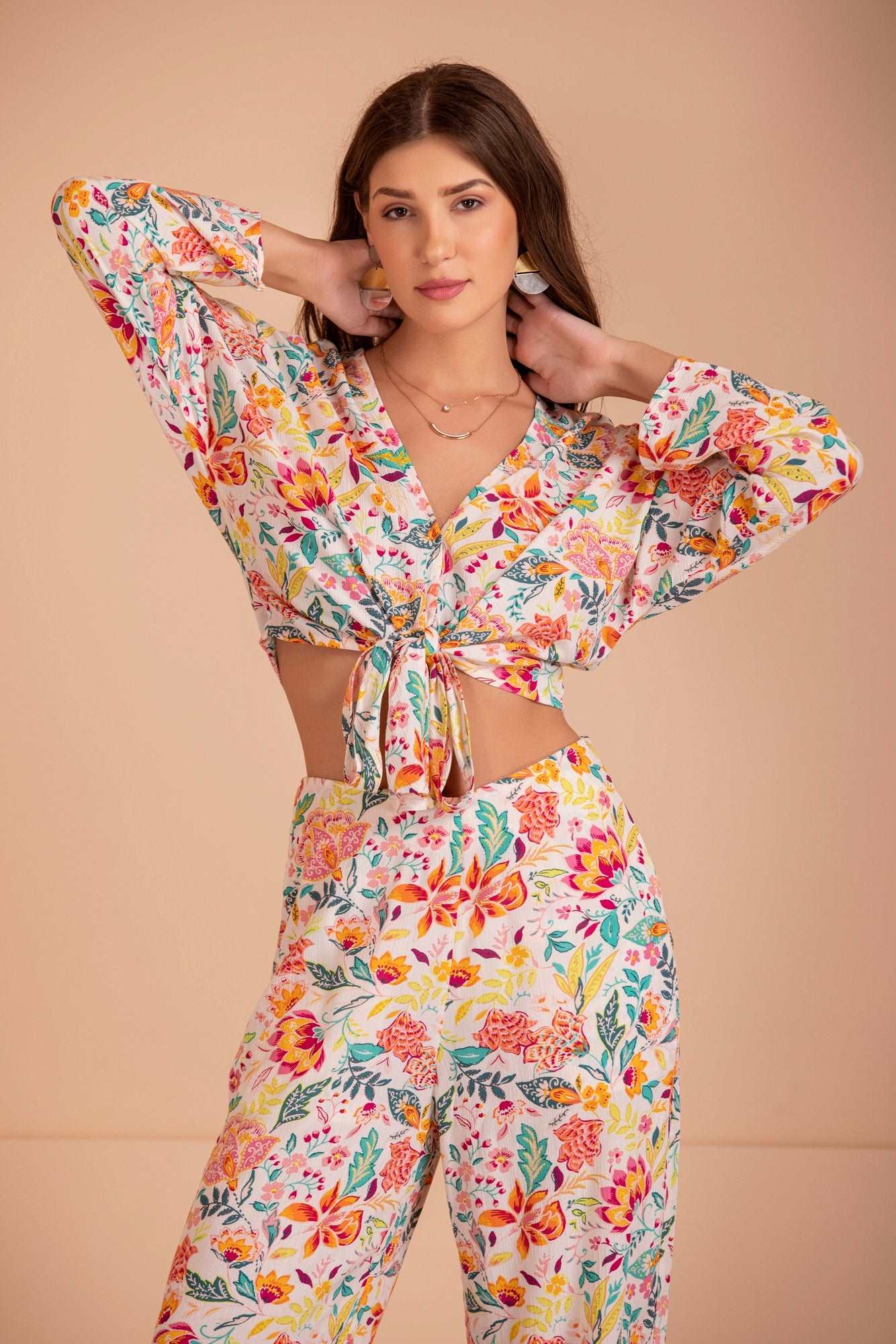  Printed Top Tie Dress