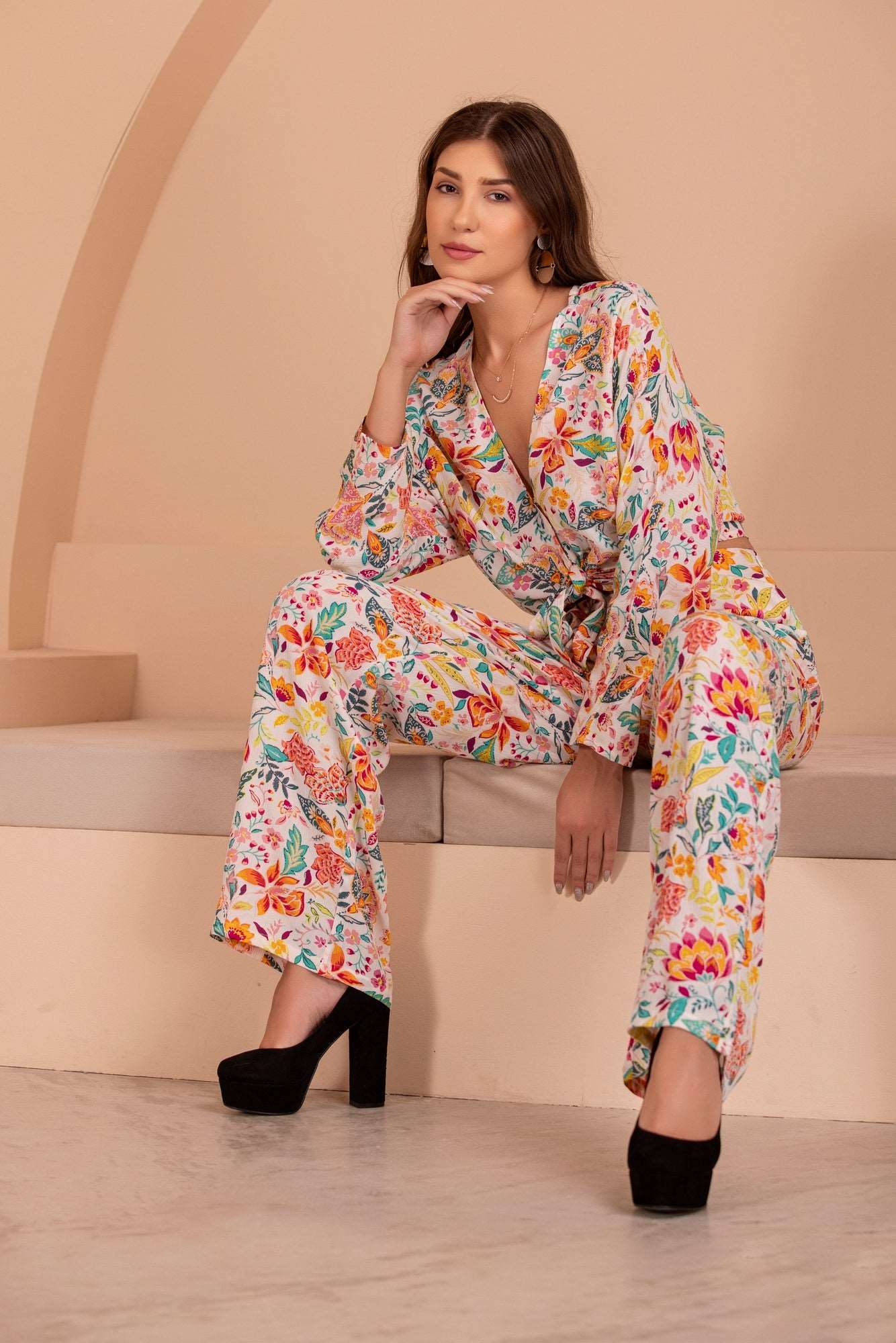  Printed Top Tie Dress