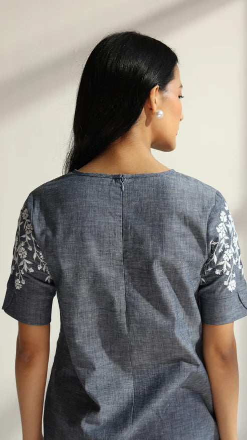 Denim Embroidery Dress