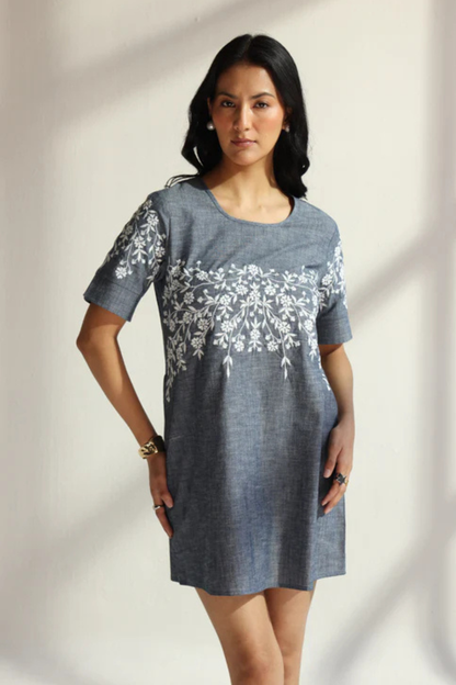 Denim Embroidery Dress