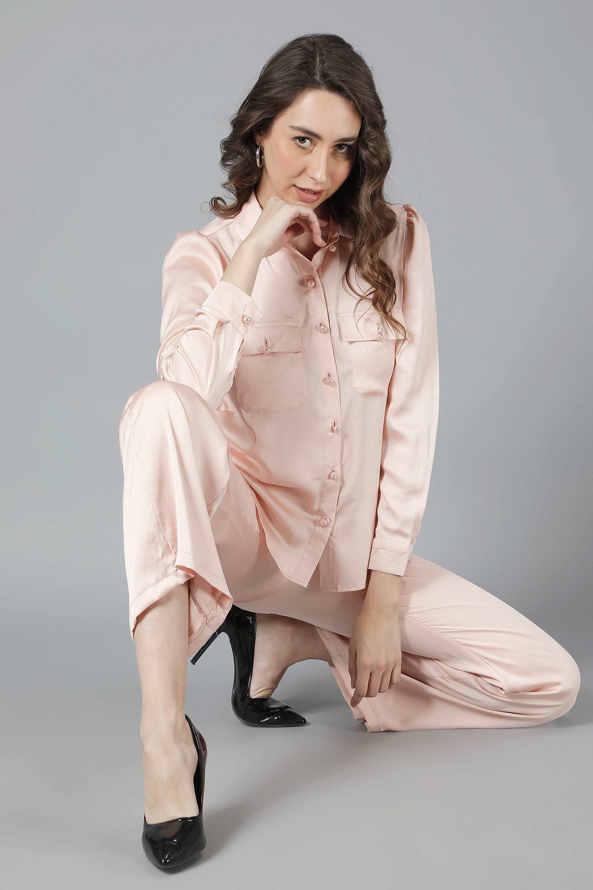 Peach Satin Coord-Set