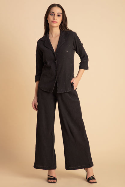 Crepe Shirt+Crinkle Pants Set
