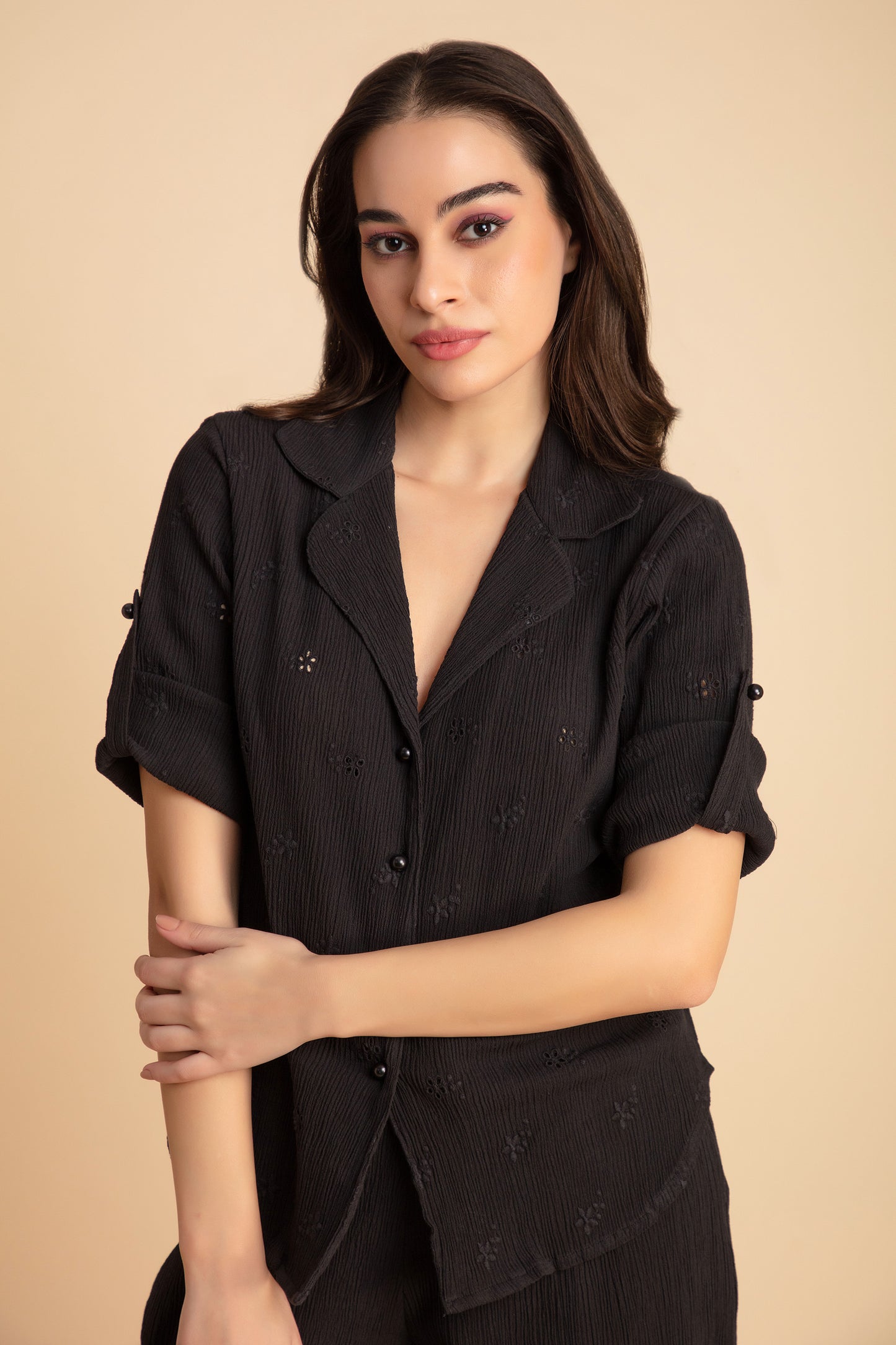 Crepe Shirt+Crinkle Pants Set