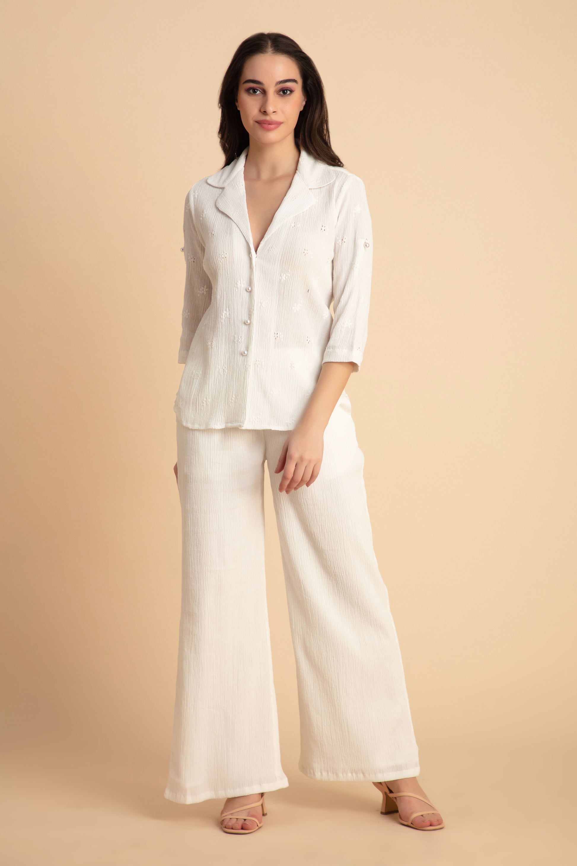 Crepe Shirt+Crinkle Pants Set