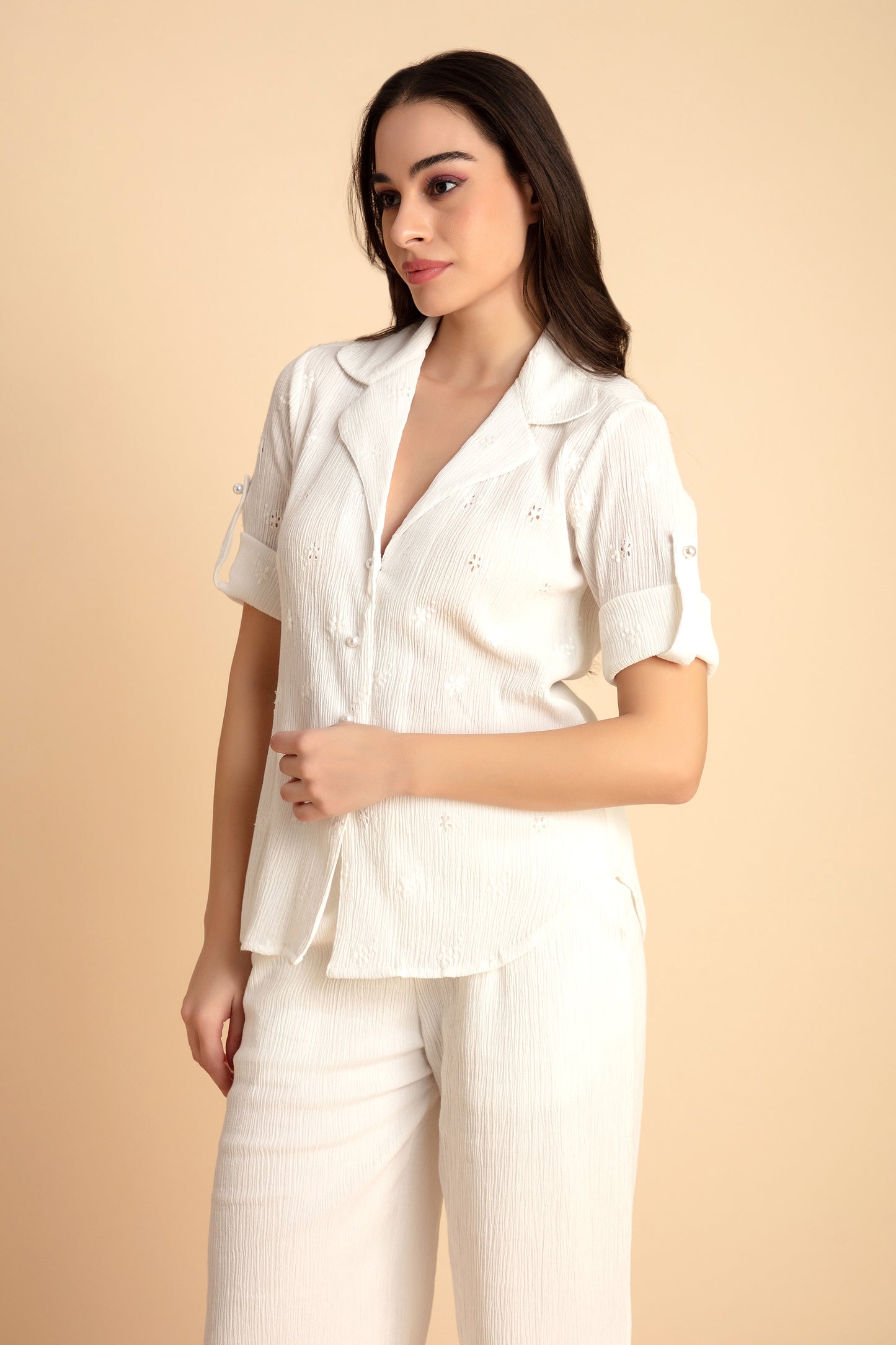 Crepe Shirt+Crinkle Pants Set