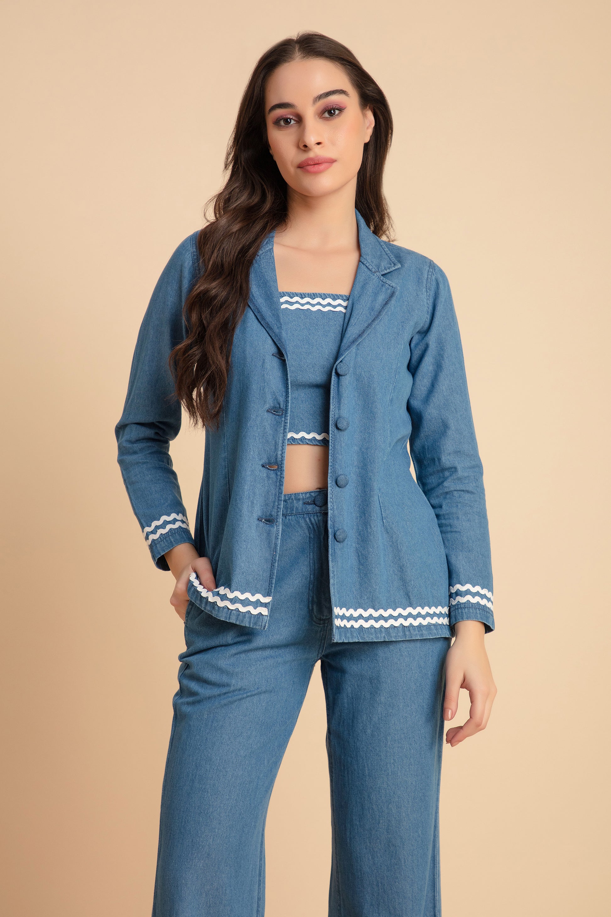 Denim Three Piece Coord Set