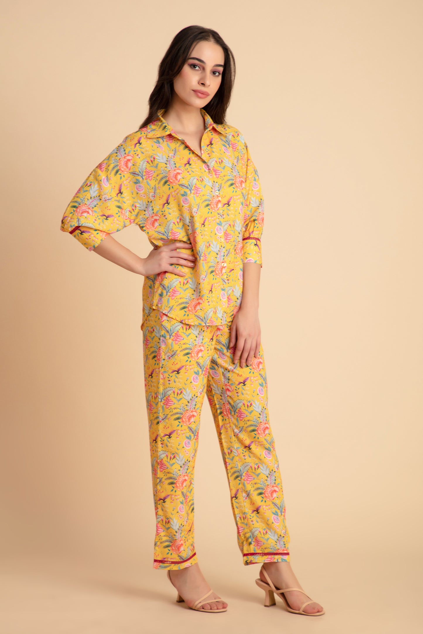 Yellow Printed Coord Set