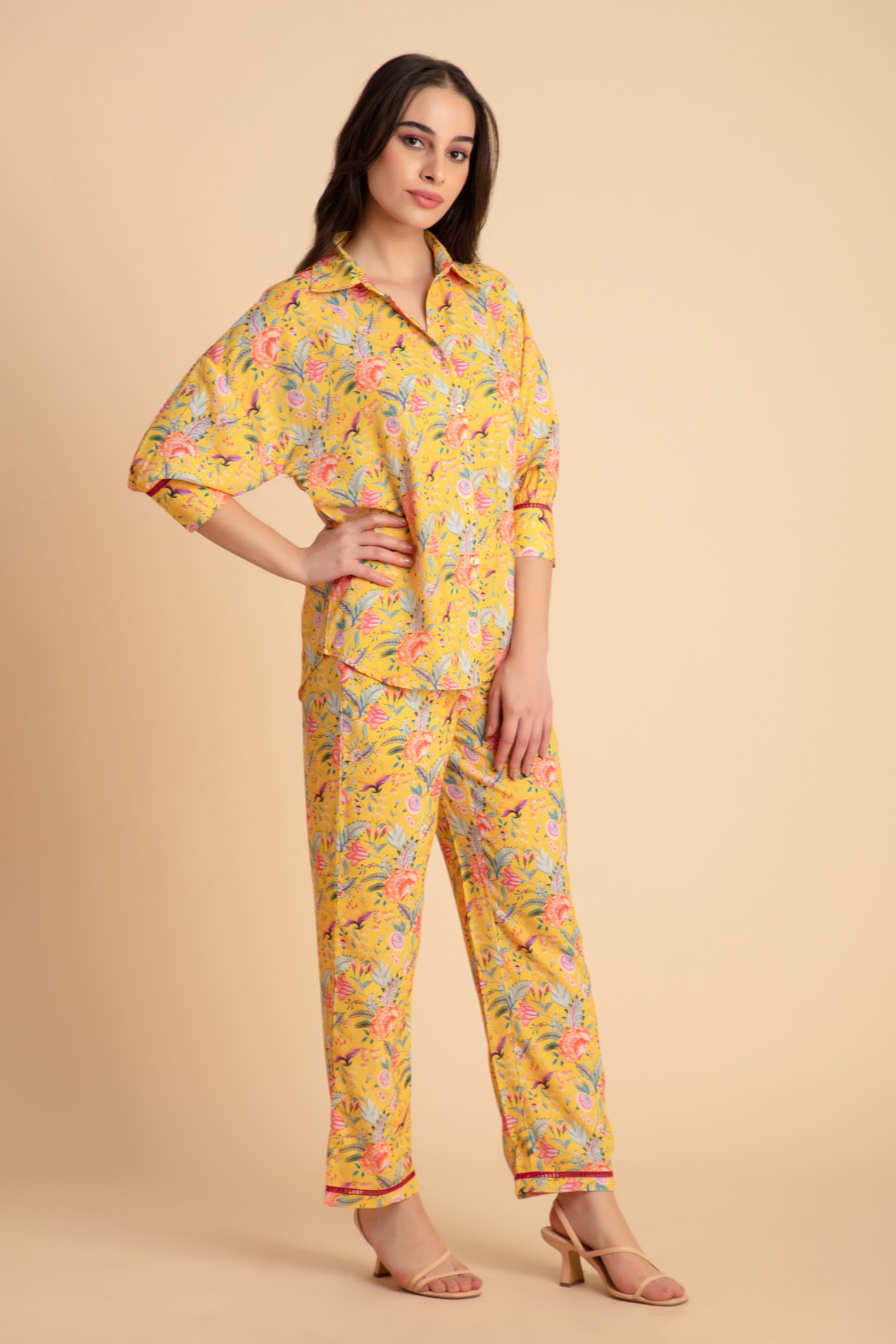 Yellow Printed Coord Set