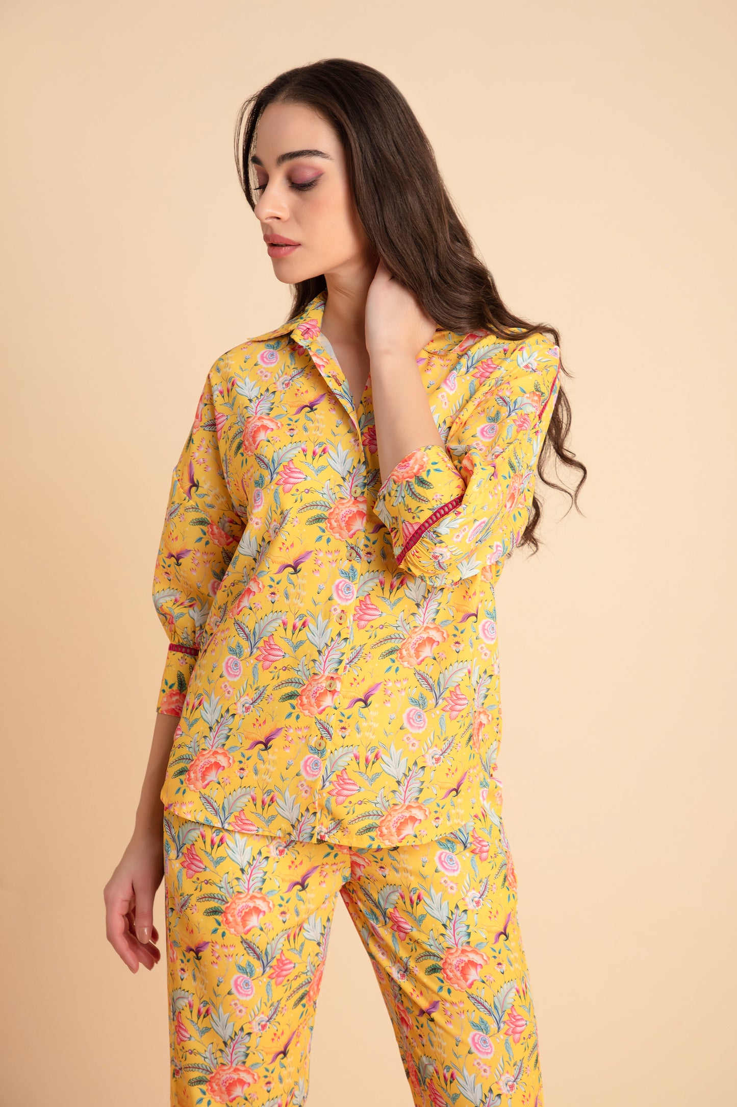 Yellow Printed Coord Set