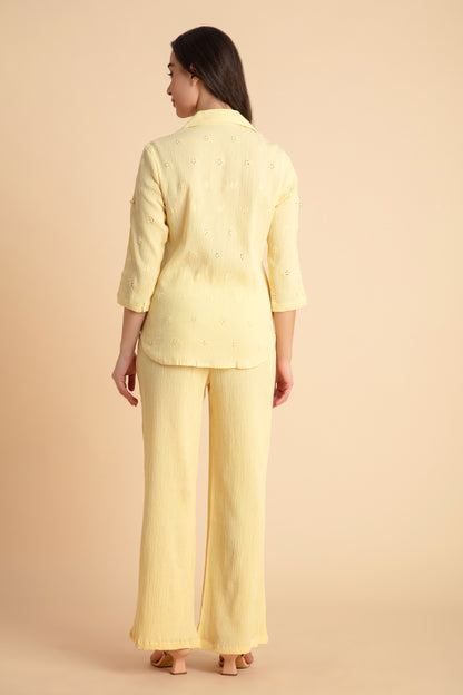 Crepe Shirt+Crinkle Pants Set