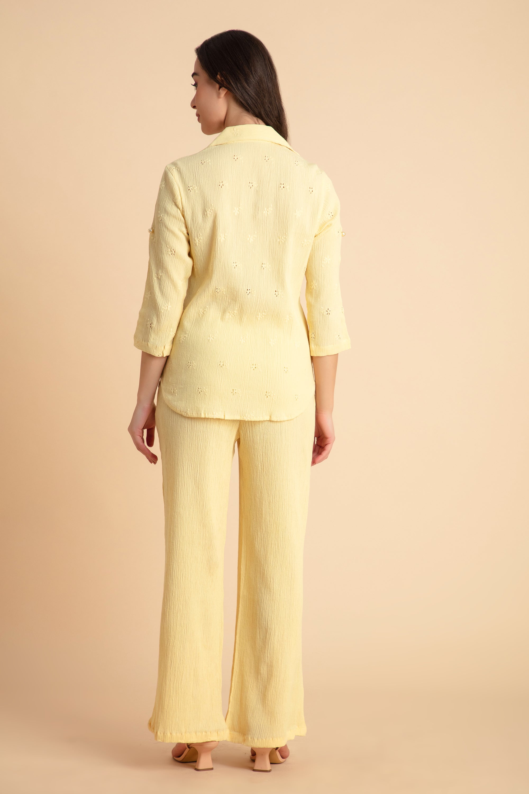 Crinkle Crepe Shirt+Pants (Yellow)
