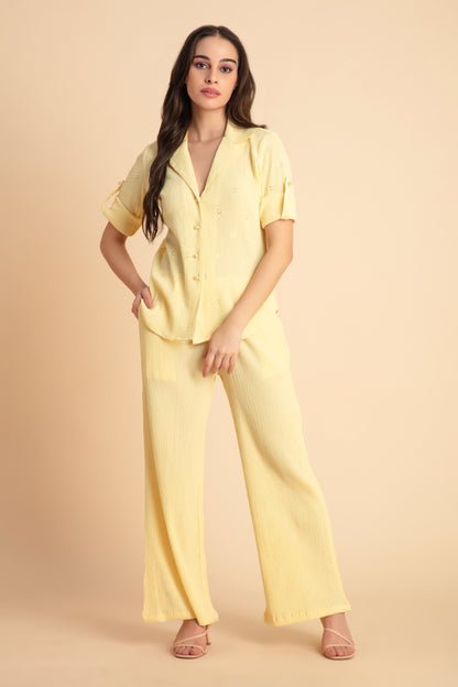 Crepe Shirt+Crinkle Pants Set