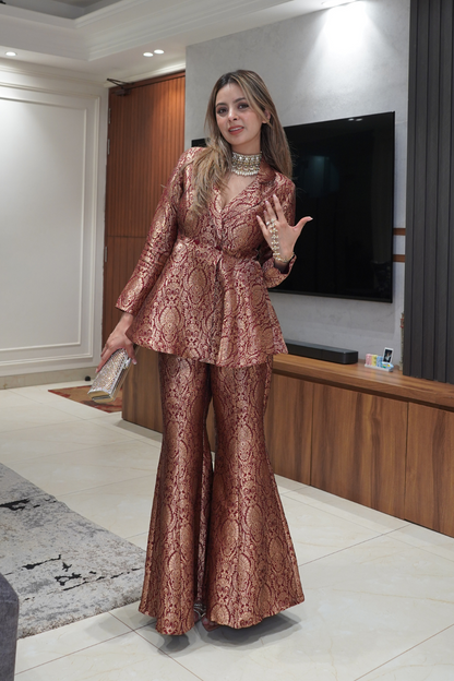 Peplum Top with Flared Pants