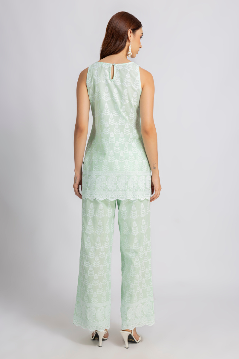 Sage Green Embroidered coord set