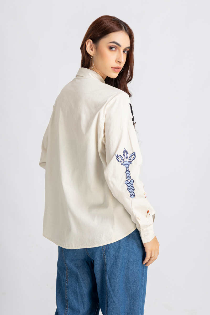 Beige forest embroidered Shirt