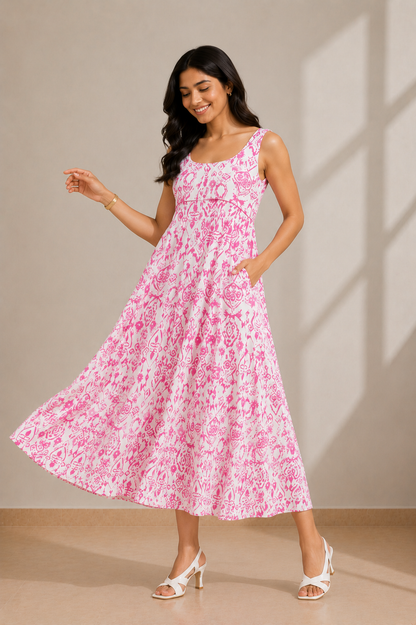 Pink Pleated Dress