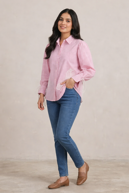 PINK STRIPE MUSE SHIRT