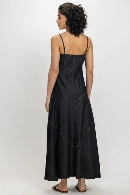 Black Button Down Denim Dress