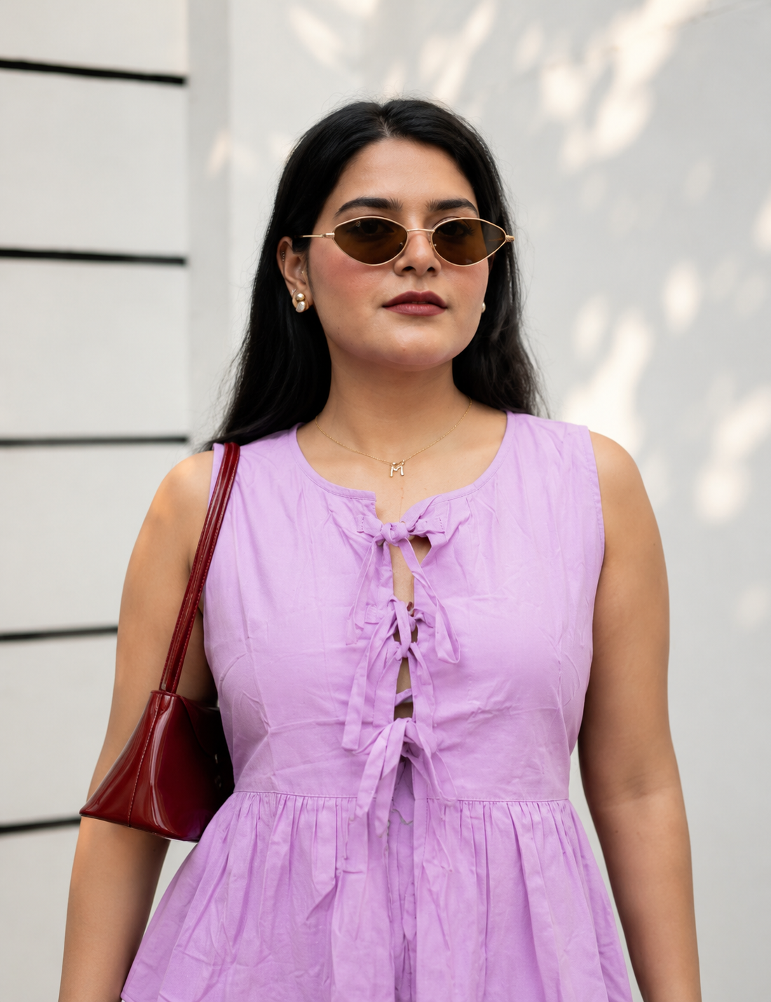Lilac Bow Peplum Top