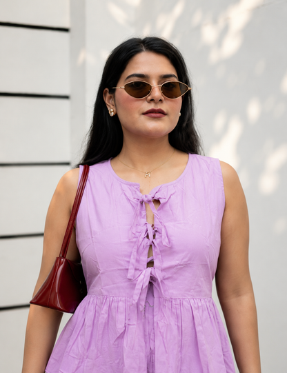 Lilac Bow Peplum Top