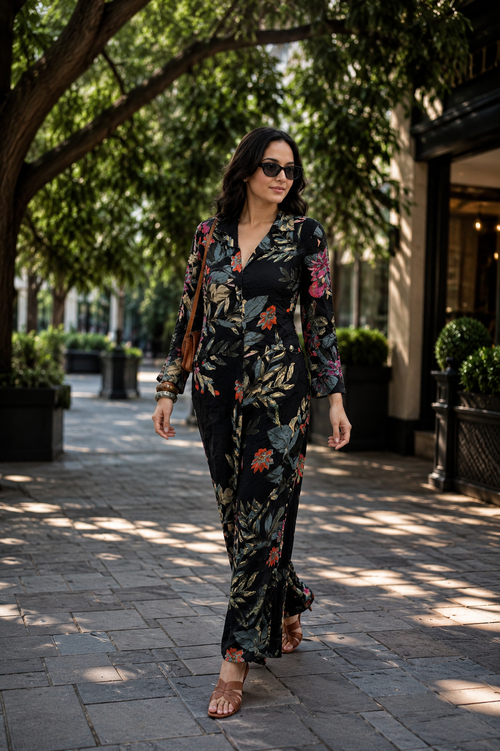 Black Tropical Floral Co-ord Set