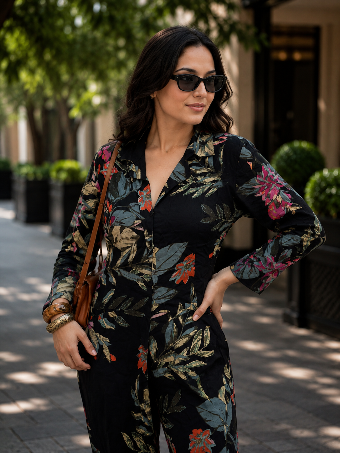 Black Tropical Floral Co-ord Set
