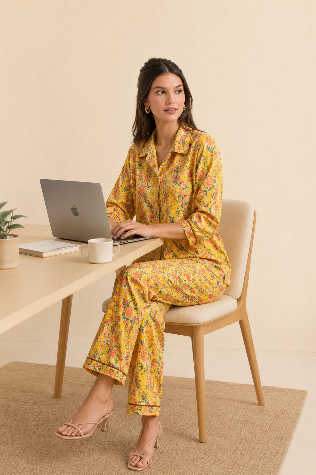 Yellow Printed Coord Set