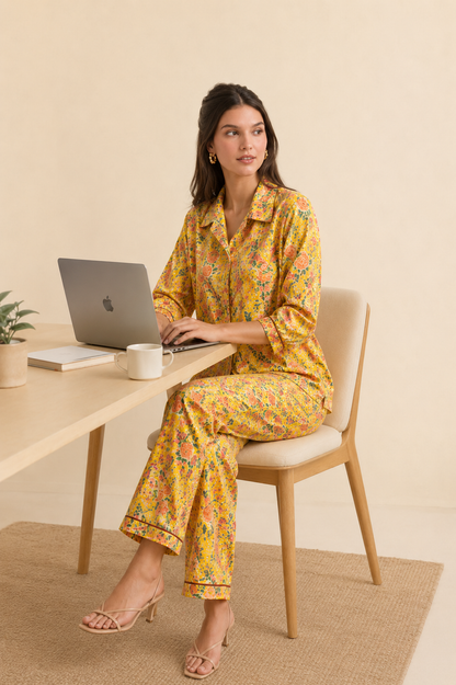 Yellow Printed Coord Set