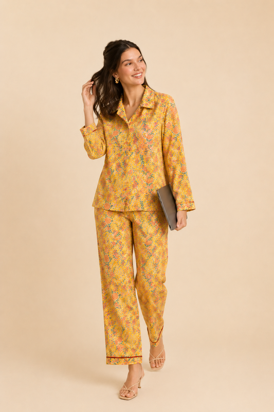 Yellow Printed Coord Set