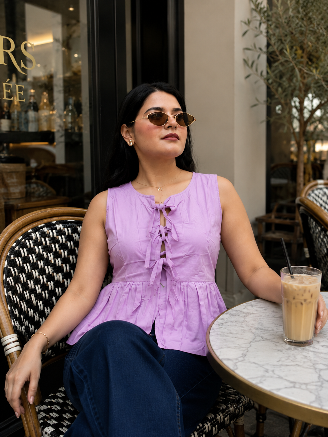 Lilac Bow Peplum Top