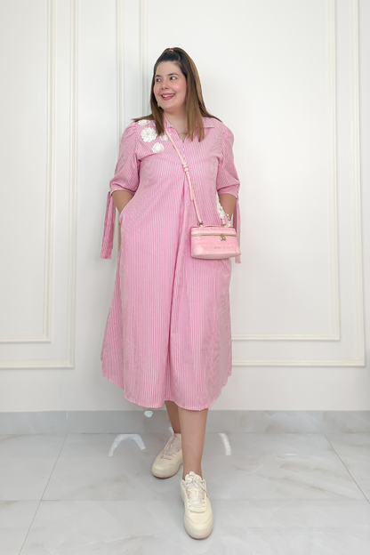 Rosy breeze stripe dress