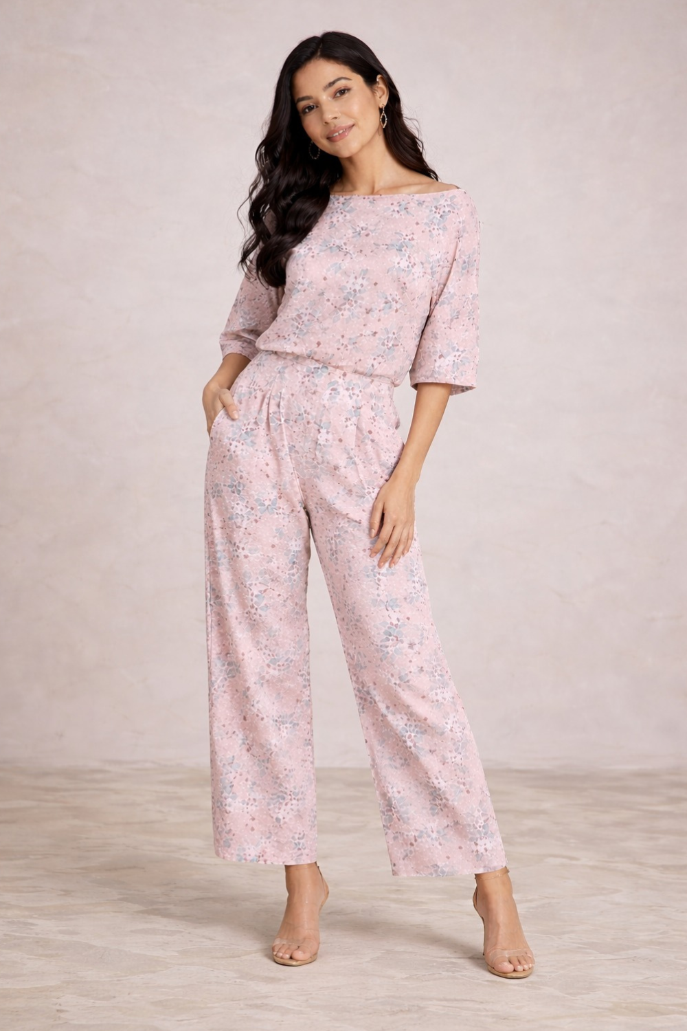 Peach Chic Boat Neck Coord
