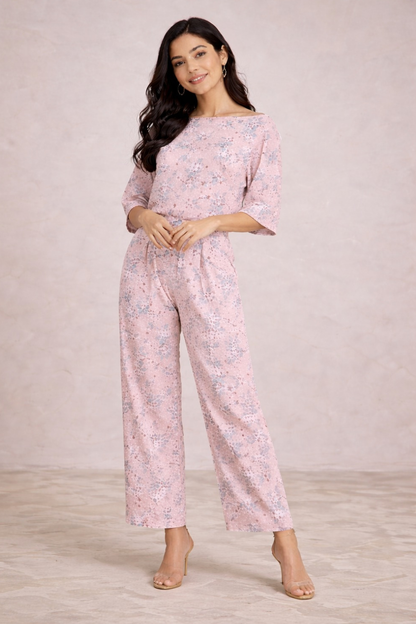 Peach Chic Boat Neck Coord