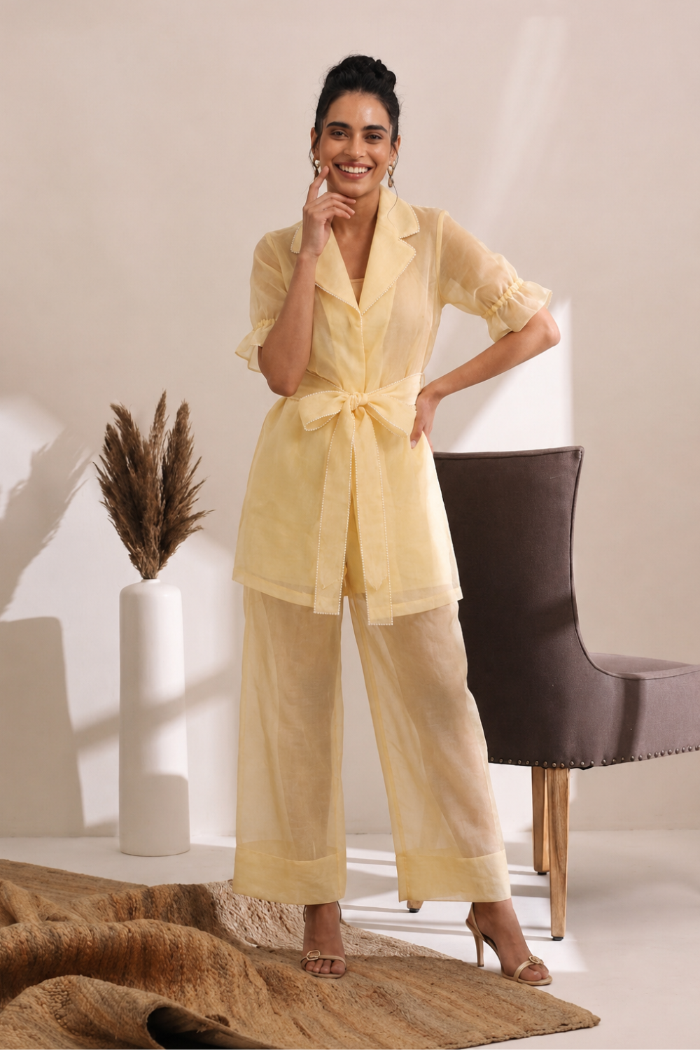 Butter Veil Organza Co-ord Set