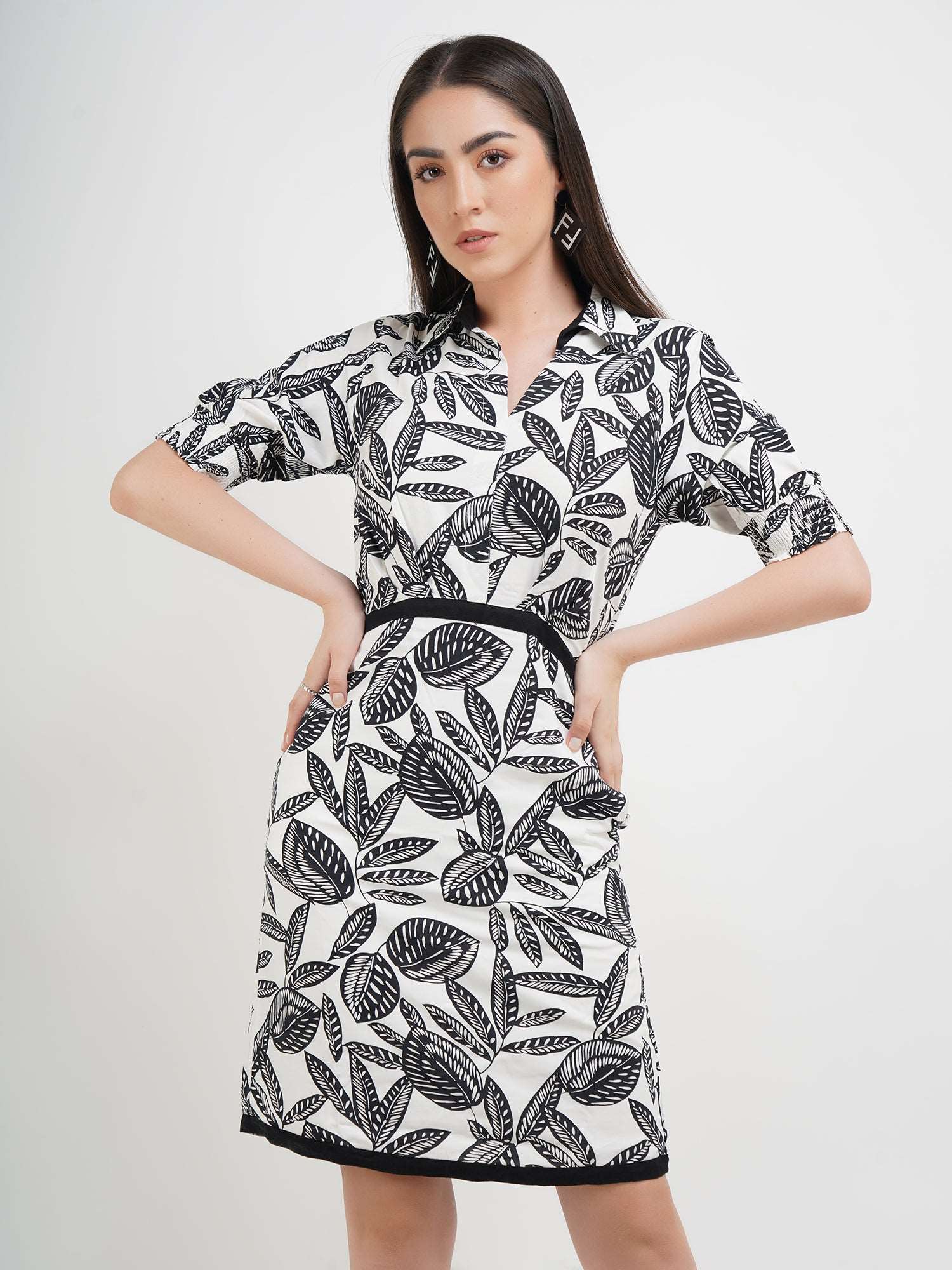 Black & white shirt dress