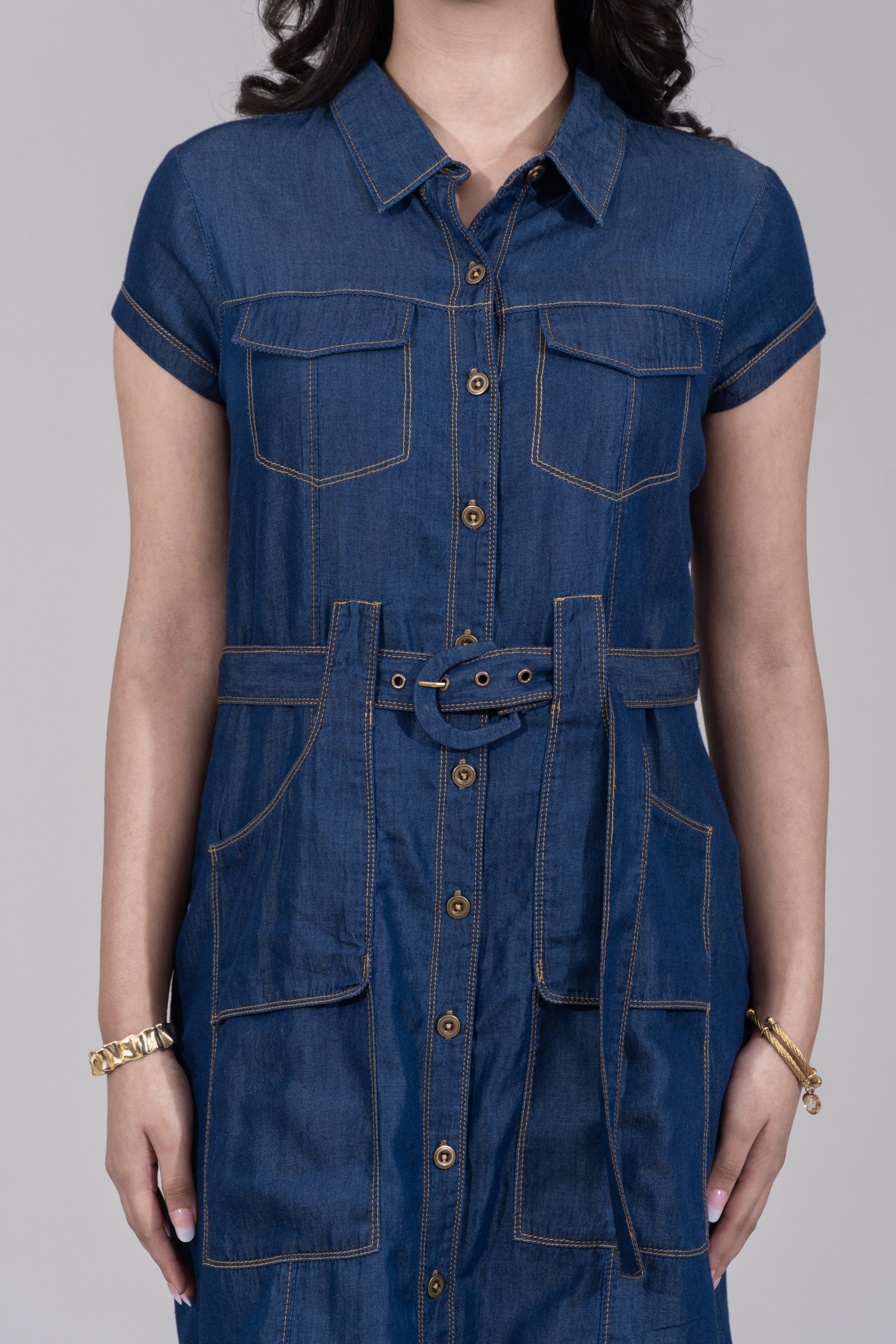 Indigo Denim Shirt Dress
