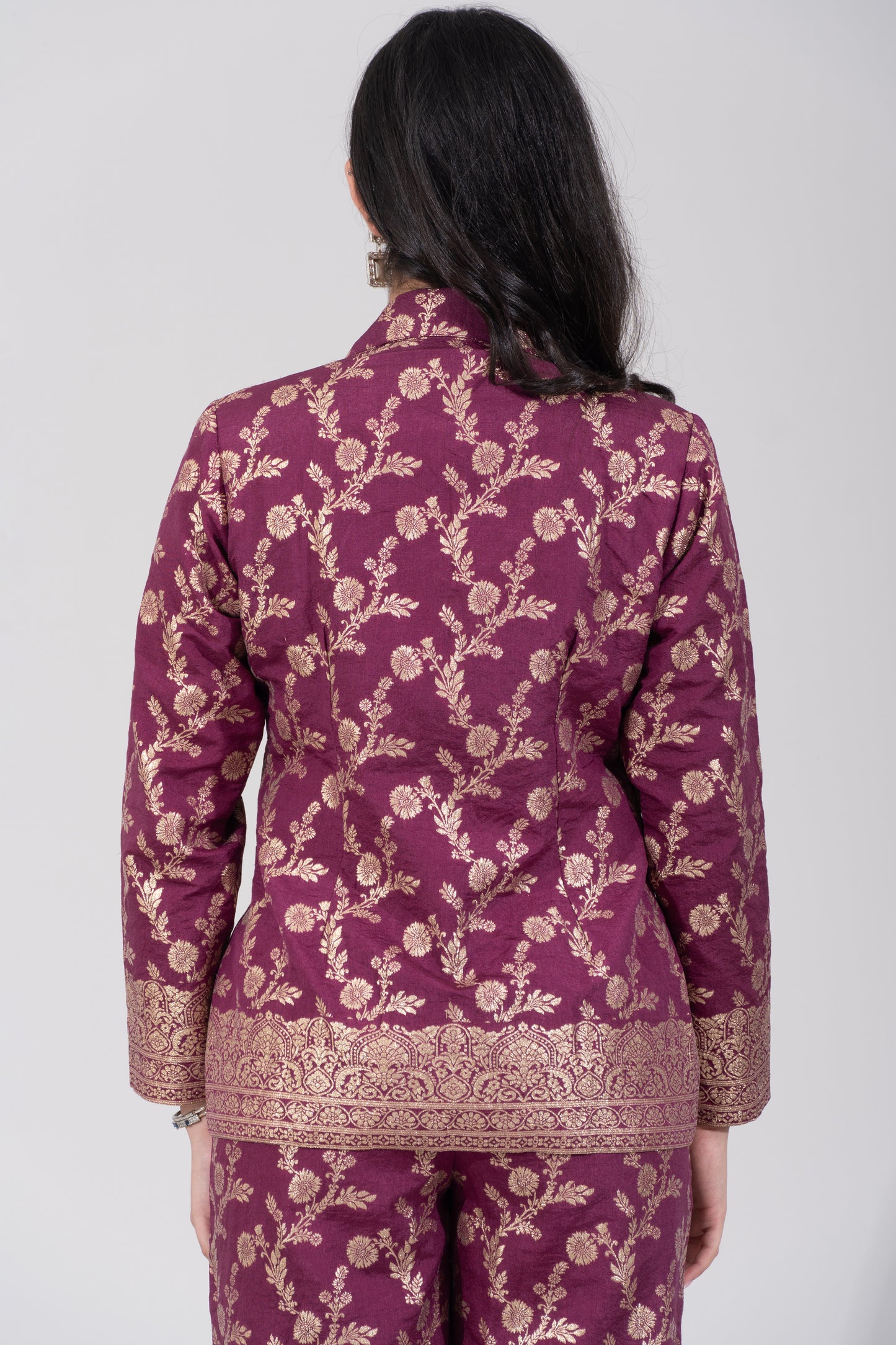 Wine Brocade Coord set