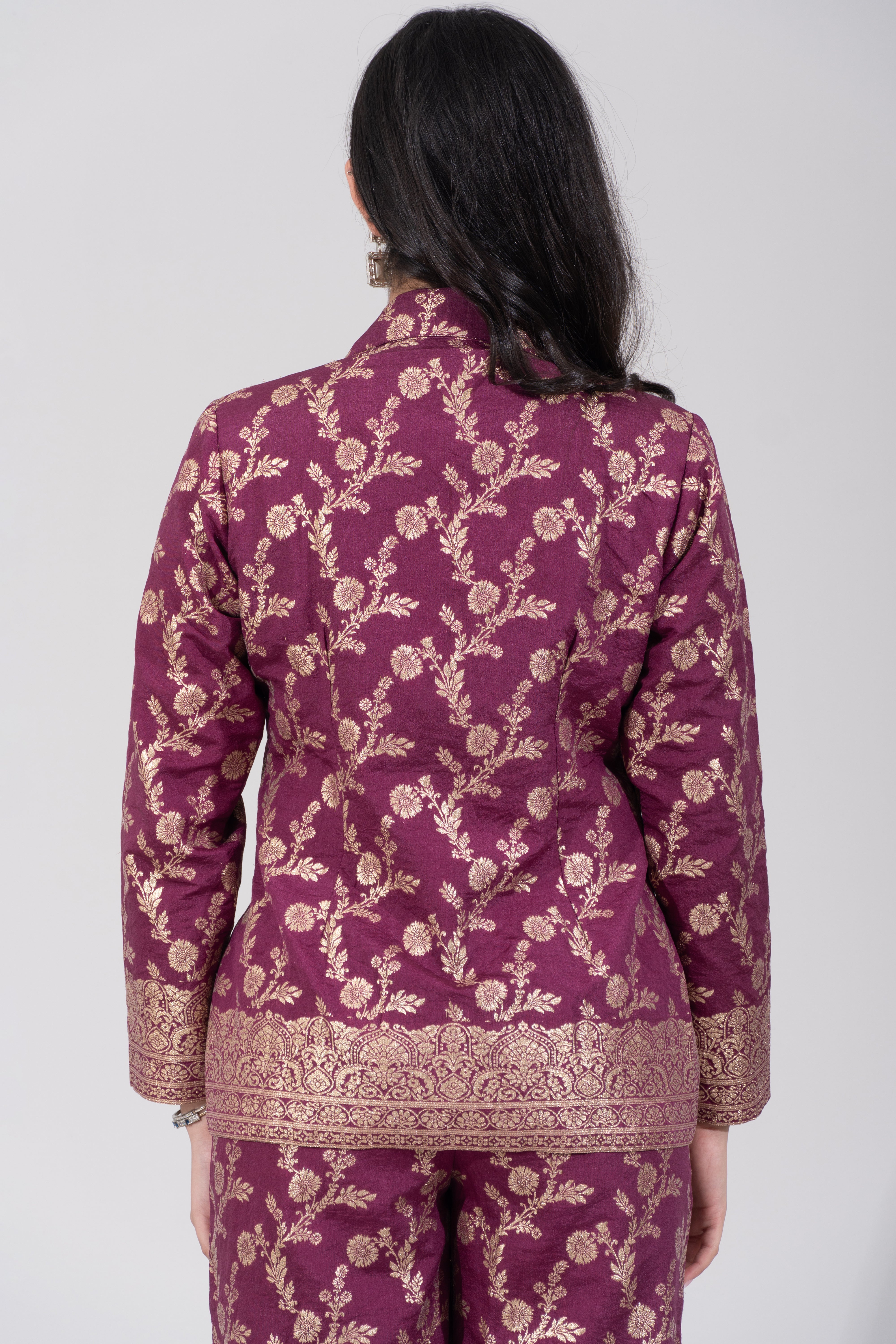 Wine Brocade Coord set